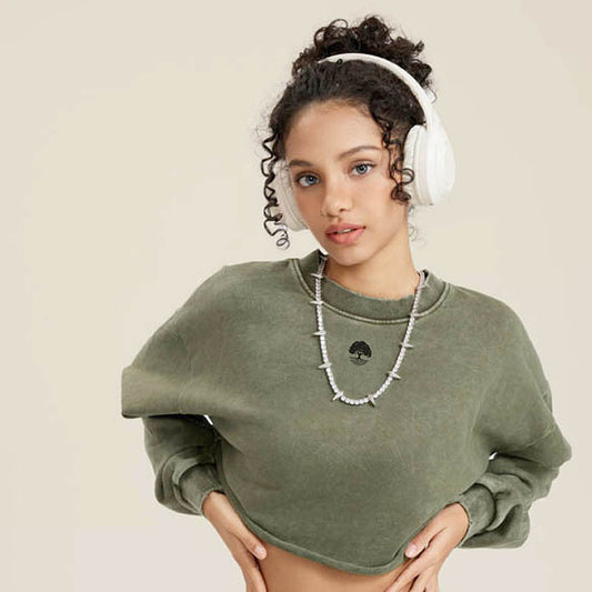 Cropped Raw Hem Pull-over